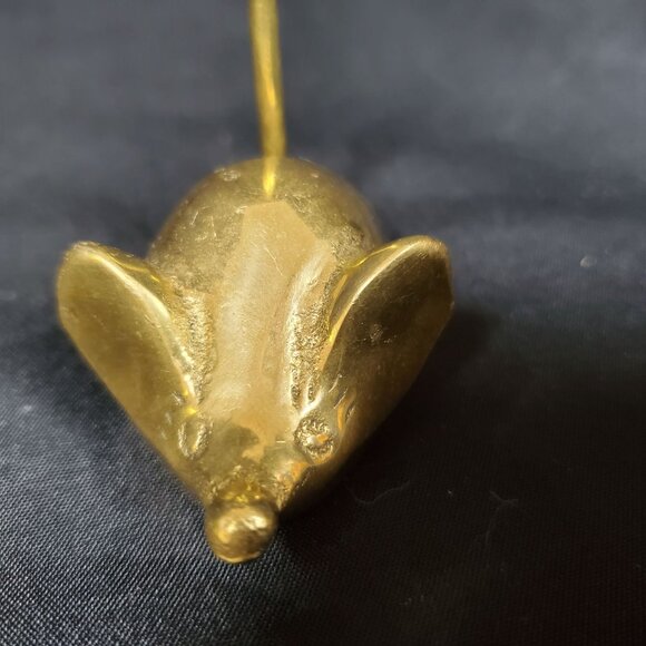 VTG Solid Brass Mouse Note Spike Mid Century Canadian Brass Desk Paper Spike Whi - Picture 2 of 9